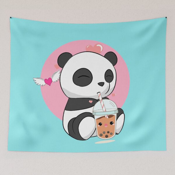 Item preview, Cute Panda Chibi Drinking Boba Bubble Tea designed and sold by eucagarland.