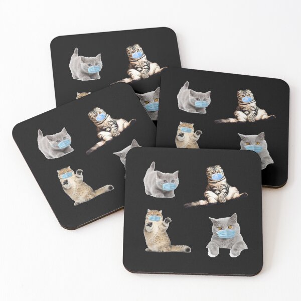 Item preview, social distancing meme cats with masks pack 6 designed and sold by promisesarelies.