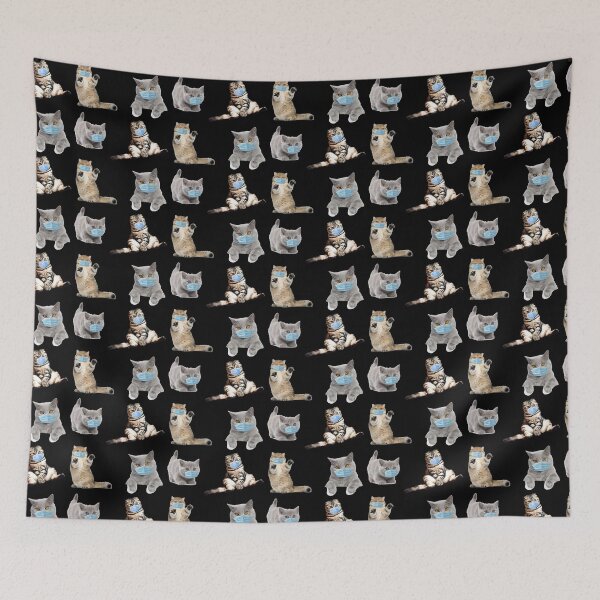 Item preview, social distancing meme cats with masks pack 6 designed and sold by promisesarelies.