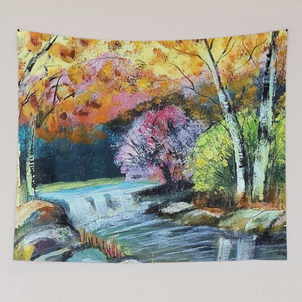 Item preview, Autumn Valley Forest Landscape Handmade Acrylic Art designed and sold by papaipapai198.