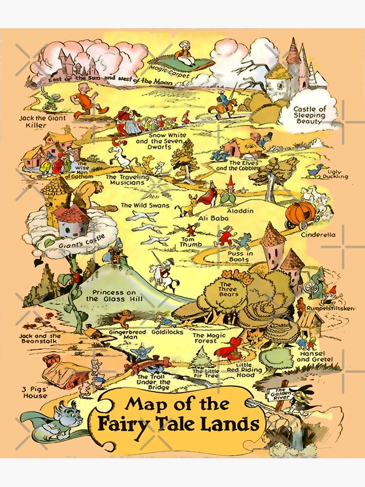 "Brothers Grimm Map of the Fairy Tale Lands Folktale Stories" Sticker