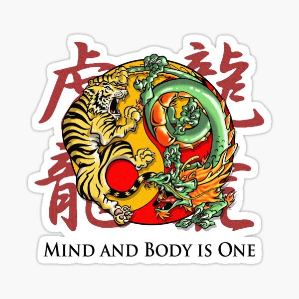 Mind and Body is One - Tiger and Dragon Sticker