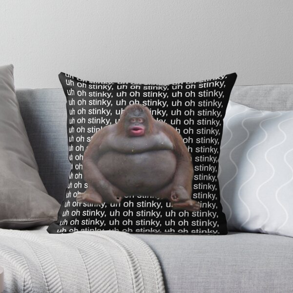 Uh Oh Stinky Poop Le Monke Meme Throw Pillow by Willia Dixie - Pixels