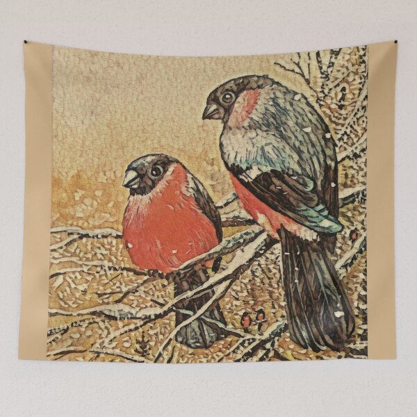 Item preview, Winter bullfinches designed and sold by helenkaiy.