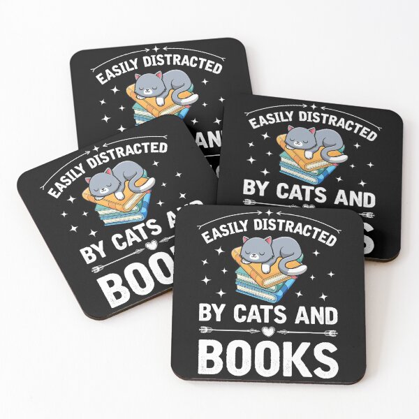 Item preview, Easily Distracted by Cats and Books Funny Cat Lover Gifts designed and sold by topdesignarts.