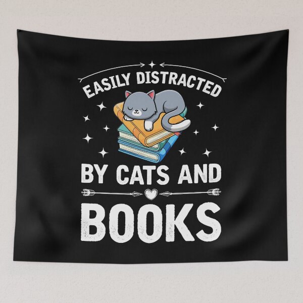 Item preview, Easily Distracted by Cats and Books Funny Cat Lover Gifts designed and sold by topdesignarts.