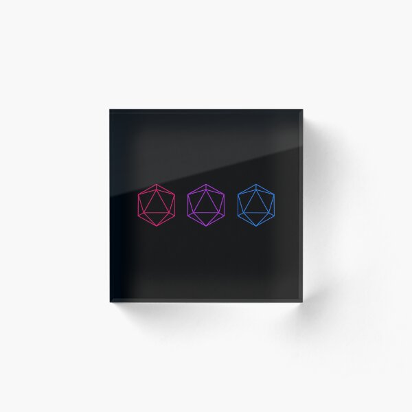 Subtle DnD Bi Pride Dice, Bisexual D20 Acrylic Block