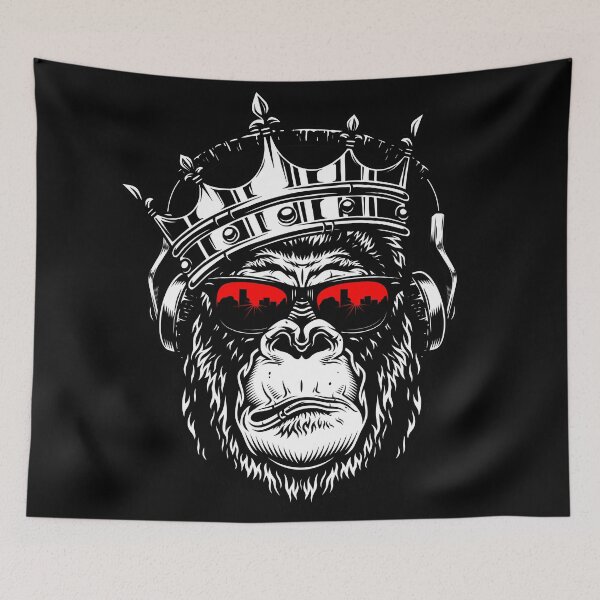 Item preview, Gorillahead with red sunglasses crown and headphones designed and sold by froggy-stylecom.