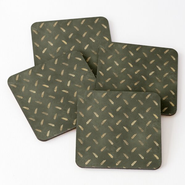 Item preview, Gold wheat pattern on a green background designed and sold by AnnieHochmann.
