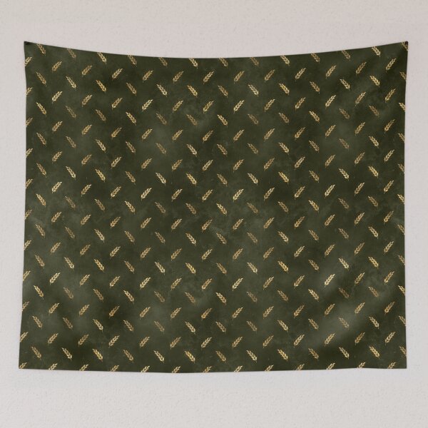 Item preview, Gold wheat pattern on a green background designed and sold by AnnieHochmann.