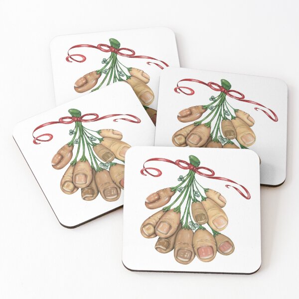 Item preview, Mistletoe Mistletoes Christmas funny pun joke surreal photorealistic sprig of mistletoe with red ribbon designed and sold by DarkAliceArt.