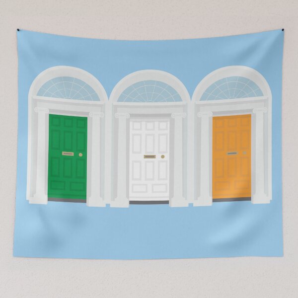Item preview, Irish flag with Dublin's Georgian doors designed and sold by IrishItalianGuy.