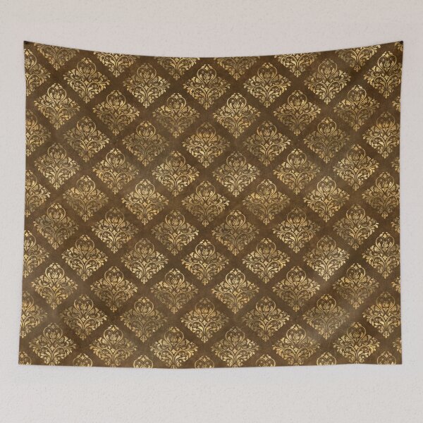 Item preview, Gold damask on a brown background designed and sold by AnnieHochmann.