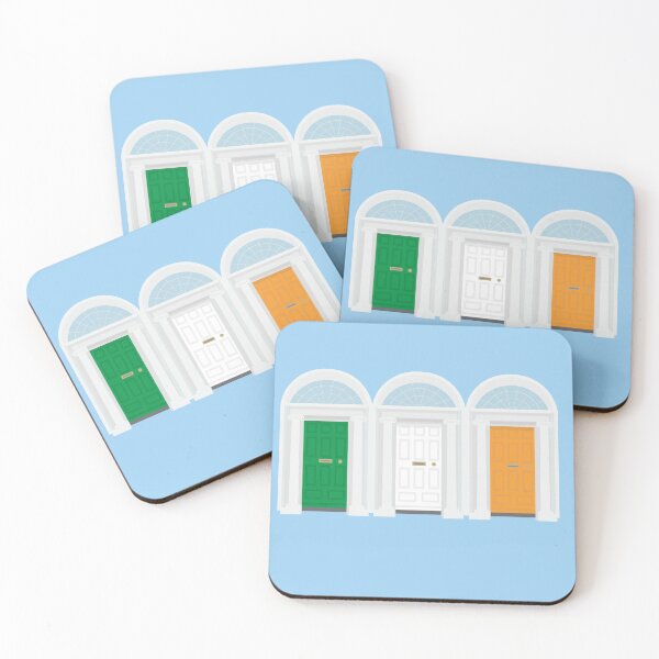 Item preview, Irish flag with Dublin's Georgian doors designed and sold by IrishItalianGuy.