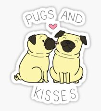 Pugs and Kisses - White Edition Sticker