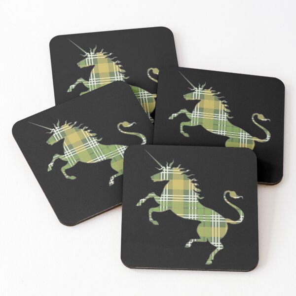 Item preview, Scottish Green, White and Yellow Tartan Rearing Unicorn Silhouette  designed and sold by MacPean.