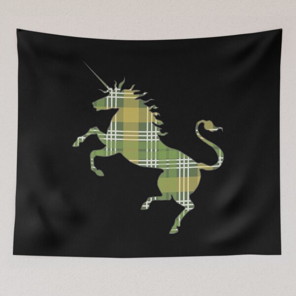 Item preview, Scottish Green, White and Yellow Tartan Rearing Unicorn Silhouette  designed and sold by MacPean.