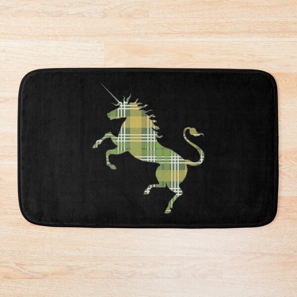 Item preview, Scottish Green, White and Yellow Tartan Rearing Unicorn Silhouette  designed and sold by MacPean.