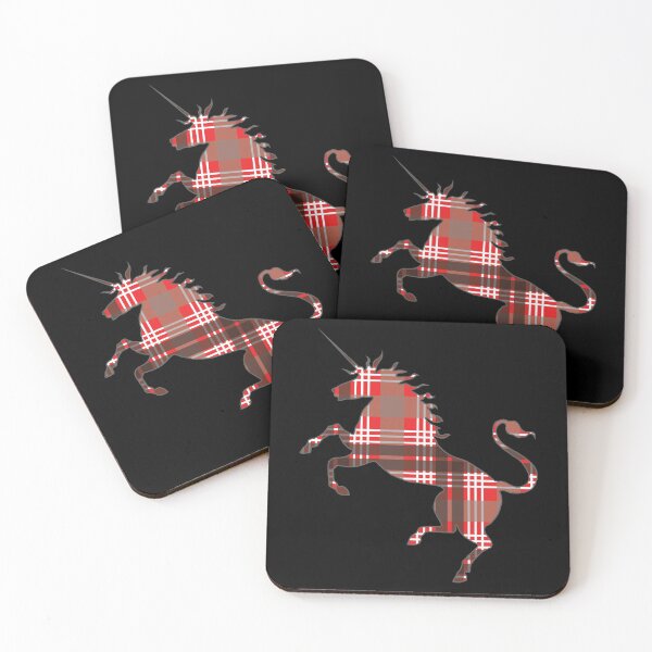 Item preview, Scottish Red, Black and White Tartan Rearing Unicorn Silhouette  designed and sold by MacPean.