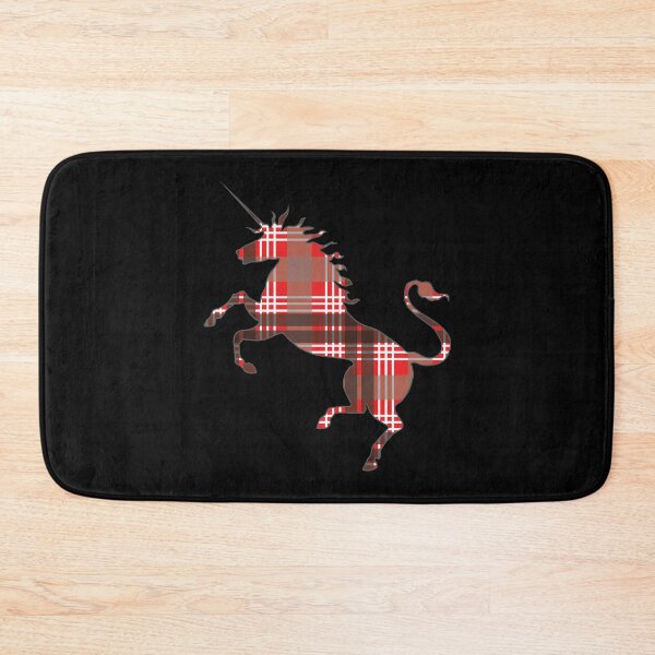 Item preview, Scottish Red, Black and White Tartan Rearing Unicorn Silhouette  designed and sold by MacPean.