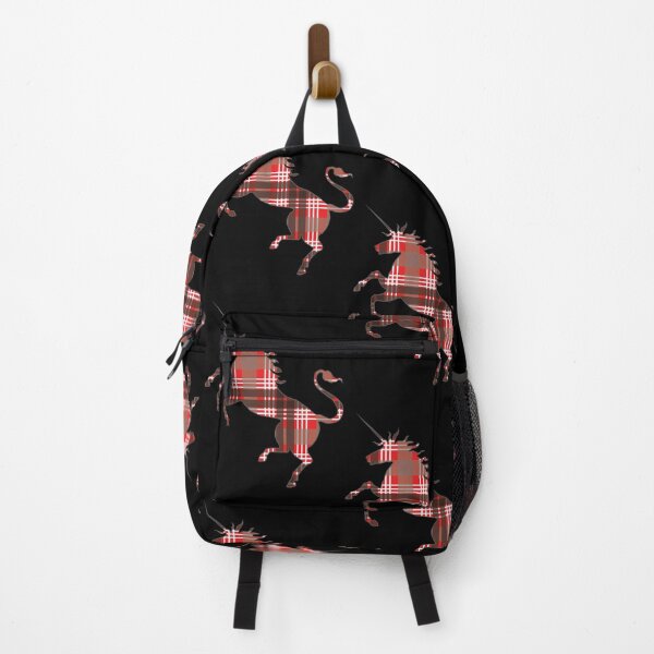 Item preview, Scottish Red, Black and White Tartan Rearing Unicorn Silhouette designed and sold by MacPean.