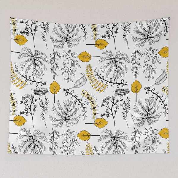 Item preview, Black And White Floral Pattern (Yellow Accented) designed and sold by casualism.