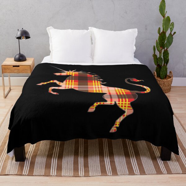 Item preview, Scottish Red, Black and Yellow Tartan Rearing Unicorn Silhouette  designed and sold by MacPean.