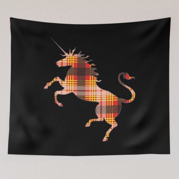 Item preview, Scottish Red, Black and Yellow Tartan Rearing Unicorn Silhouette  designed and sold by MacPean.