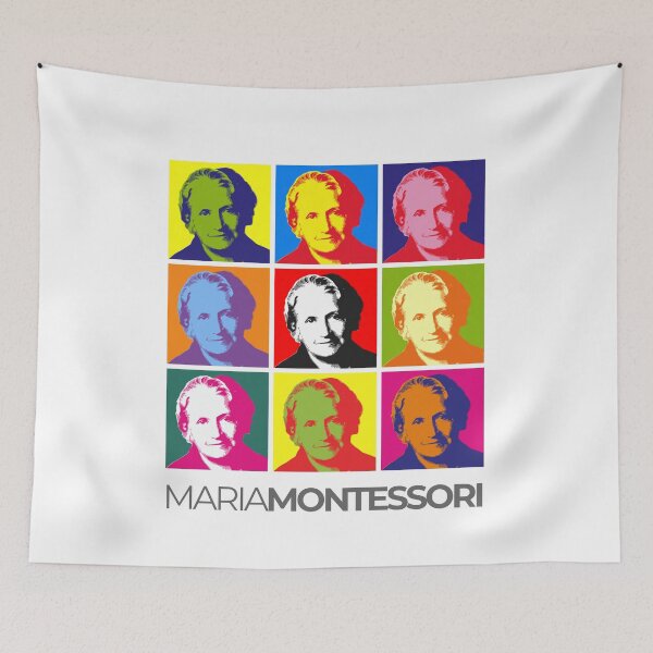 Item preview, Maria Montessori pop-art portrait poster designed and sold by CMYKStudio.