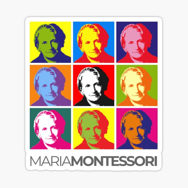 Póster retrato de arte pop de Maria Montessori Pegatina