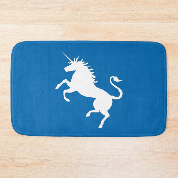 Item preview, White Coloured Rearing Scottish Unicorn On Saltire Blue Background designed and sold by MacPean.