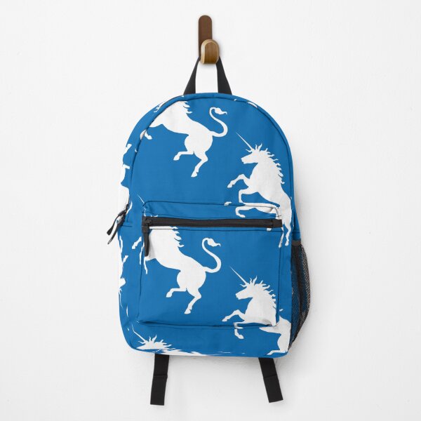 Item preview, White Coloured Rearing Scottish Unicorn On Saltire Blue Background designed and sold by MacPean.