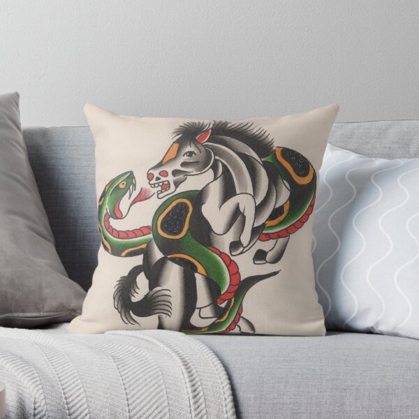 Horse Vs Snake Throw Pillow