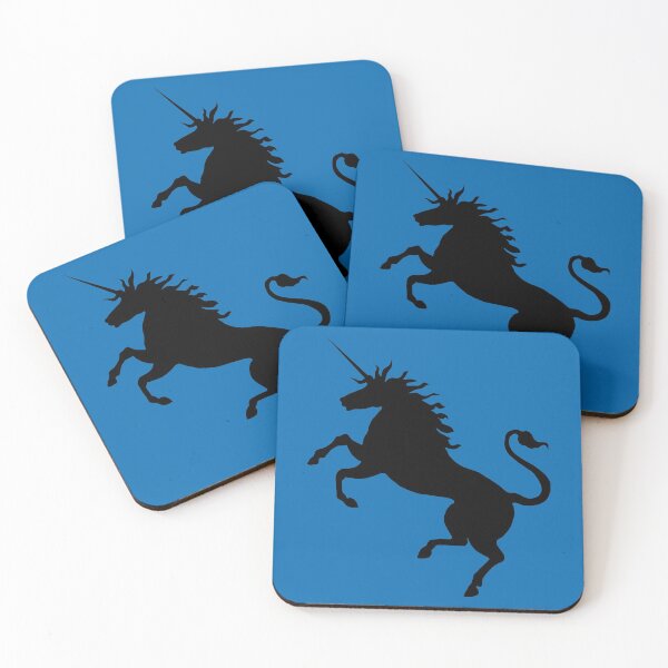 Item preview, Black Coloured Rearing Scottish Unicorn On Saltire Blue Background designed and sold by MacPean.