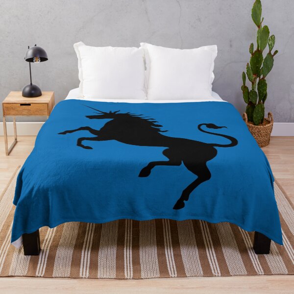 Item preview, Black Coloured Rearing Scottish Unicorn On Saltire Blue Background designed and sold by MacPean.