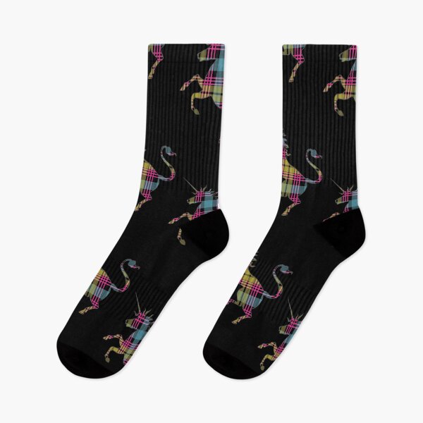 Item preview, Scottish Pink, Blue and Yellow Tartan Rearing Unicorn Silhouette  designed and sold by MacPean.