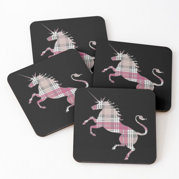 Item preview, Scottish Pink, Grey and White Tartan Rearing Unicorn Silhouette  designed and sold by MacPean.