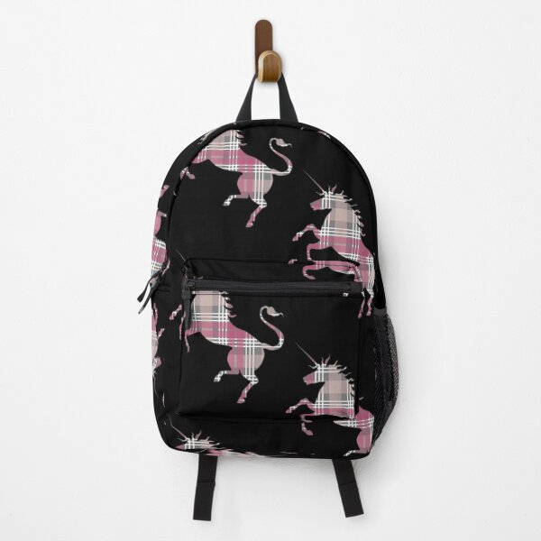 Item preview, Scottish Pink, Grey and White Tartan Rearing Unicorn Silhouette designed and sold by MacPean.