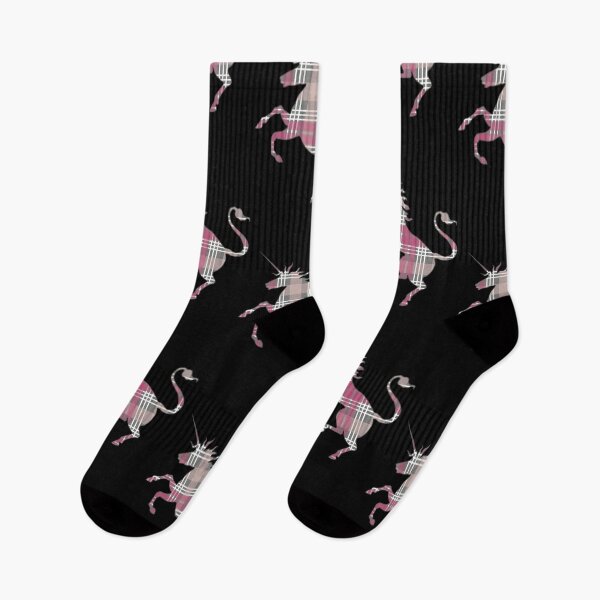 Item preview, Scottish Pink, Grey and White Tartan Rearing Unicorn Silhouette  designed and sold by MacPean.