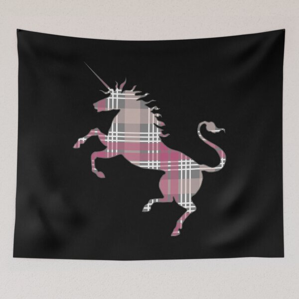 Item preview, Scottish Pink, Grey and White Tartan Rearing Unicorn Silhouette  designed and sold by MacPean.