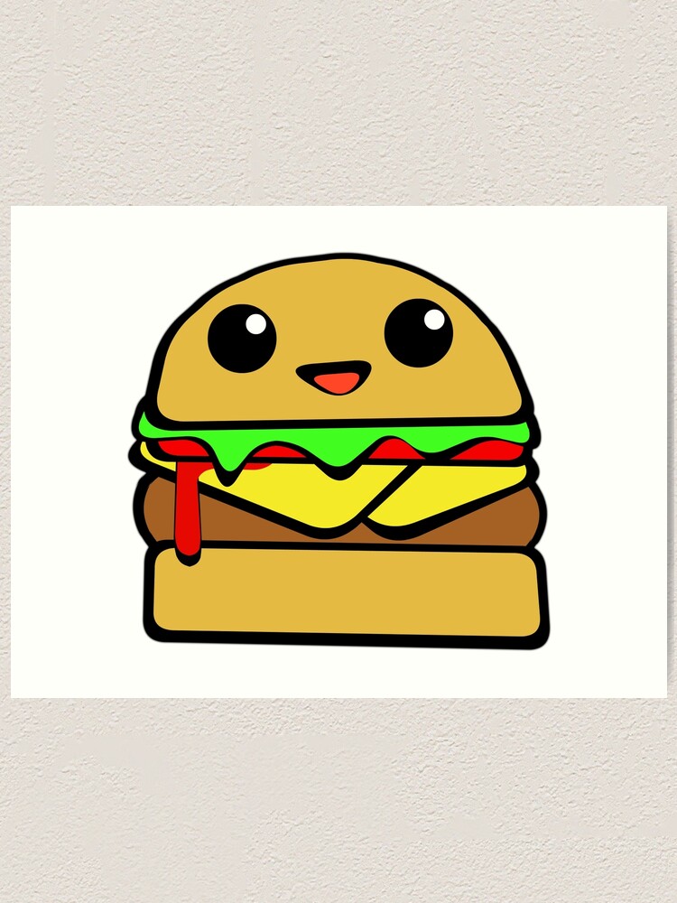 Kawaii Burger Art Print By Derpfudge Redbubble