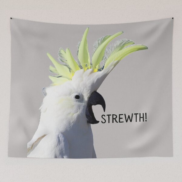 Item preview, Strewth! Sulphur crested, white cockatoo. Photograph and black text. designed and sold by JellyBeenzz.