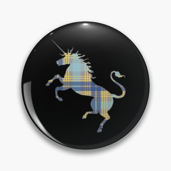 Item preview, Scottish Blue, Grey and Yellow Tartan Rearing Unicorn Silhouette  designed and sold by MacPean.