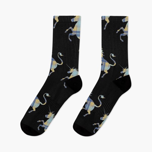 Item preview, Scottish Blue, Grey and Yellow Tartan Rearing Unicorn Silhouette  designed and sold by MacPean.