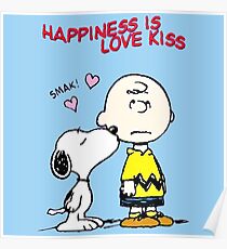 Charlie Snoopy Happines Love Kiss Poster