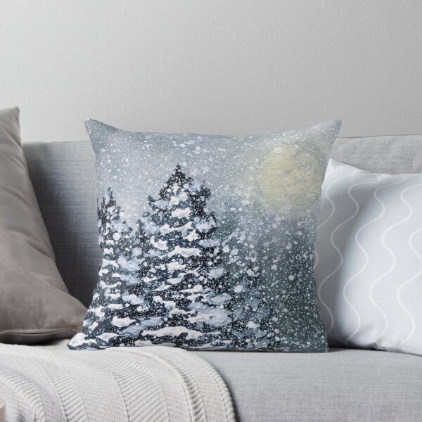 Item preview, Snowy Spruces - Watercolor Full moon  designed and sold by AlicjaCurioseur.