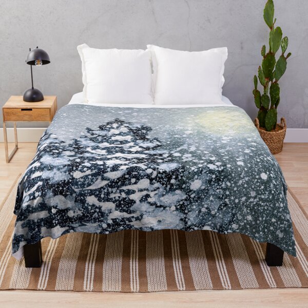 Item preview, Snowy Spruces - Watercolor Full moon  designed and sold by AlicjaCurioseur.