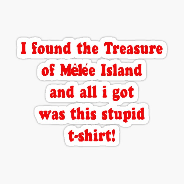 Vista previa del artículo con la obra «El secreto de la isla de los monos - ¡El tesoro perdido de la camiseta de Mêlée Island!», diseñado y vendido por Brerlappin.