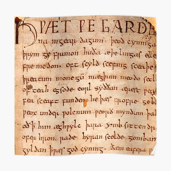 Beowulf's oldest known written copy. Poster