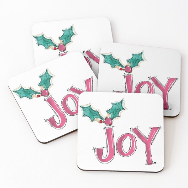 Item preview, Pink Handdrawn Joy Quote with Holly  designed and sold by Playful Pixel Designs.